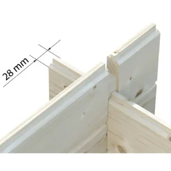 Casetta in Legno Naturale 28 mm 322x292 cm Blockhouse Doppia Porta