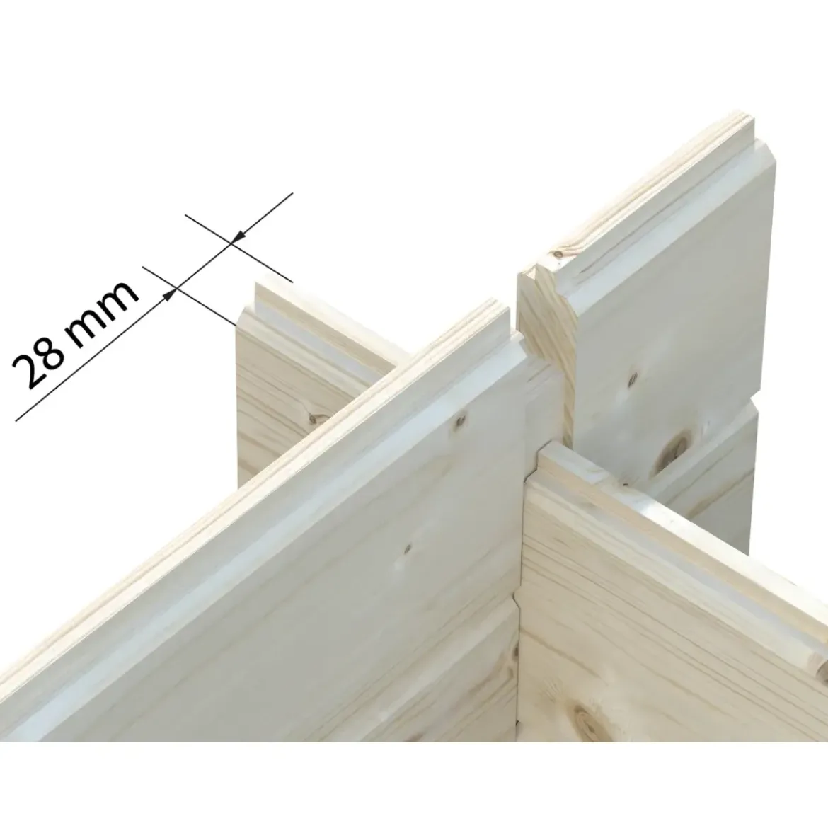 Casetta in Legno Naturale 28 mm 322x292 cm Blockhouse Doppia Porta