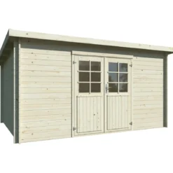 Casetta in Legno Naturale 28 mm 406x292 cm Blockhouse Doppia Porta