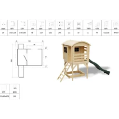 Casetta in Legno per Bambini Torretta Palafitta Scivolo Parco Giochi da Giardino