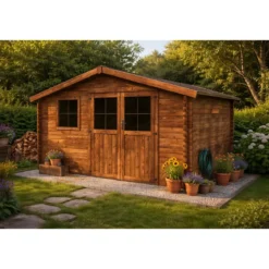 Casetta in Legno Trattato da Giardino 4x3 Doppia Porta Block-House 34mm