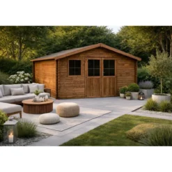 Casetta in Legno Trattato da Giardino 4x3 Doppia Porta Block-House 34mm
