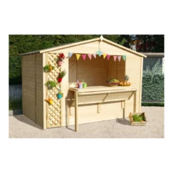 Casetta in Legno 310x180 a Pannelli 19 mm Chiosco Capanno da Giardino Spiaggia
