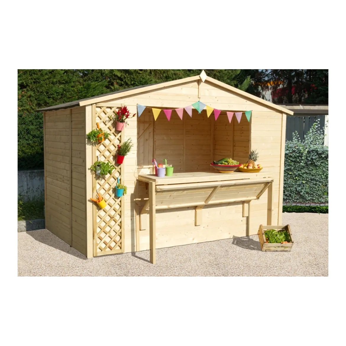Casetta in Legno 310x180 a Pannelli 19 mm Chiosco Capanno da Giardino Spiaggia