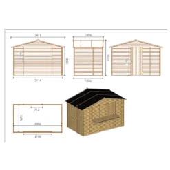 Casetta in Legno 310x180 a Pannelli 19 mm Chiosco Capanno da Giardino Spiaggia