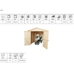 Casetta in Legno 2.4x3.2 a Pannelli 17 mm Garage Box Rimessa Moto