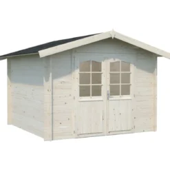 Casetta in Legno 276x330 cm Blockhouse 28 mm Doppia Porta Finestrata