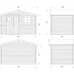 Casetta in Legno 320x205 cm Blockhouse 19 mm Porta Doppia Finestra