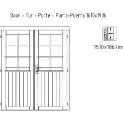 Casetta in Legno 446x446 cm Blockhouse 40 mm Doppia Porta Finestra