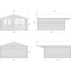 Casetta in Legno 446x446 cm Blockhouse 40 mm Doppia Porta Finestra