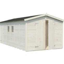 Casetta in Legno 273x550 cm 16 mm Doppia Porta Finestre con Pavimento
