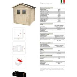 Casetta in Legno 2x2 con Pavimento Rimessa Ricovero per Attrezzi da Giardino