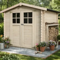 Casetta in Legno 2x2 19 mm Block House Moderna Casina Porta Attrezzi da Giardino