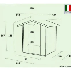 Casetta in Legno 2x1.8 25 mm con Pavimento Rimessa Porta Attrezzi da Giardino