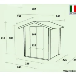 Casetta in Legno 2.5x2.5 19 mm con Pavimento Rimessa Ricovero Attrezzi Giardino