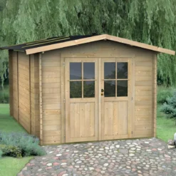 Casetta in Legno 2x2.5 25 mm con Pavimento Rimessa Porta Attrezzi da Giardino