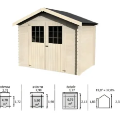 Casetta in Legno 3x2 mt Block House 28 mm Moderna Porta Attrezzi da Giardino