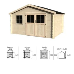 Casetta in Legno 4x2,5 mt con sistema Block House