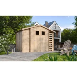 Casetta in Legno 328x206x218 cm Box Legnaia con Pavimento