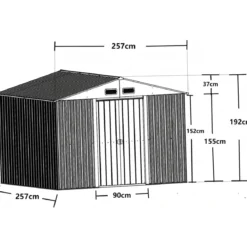 Casetta in Metallo 257x257 cm Deposito da Giardino Box Doppia Porta