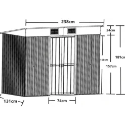 Casetta in Metallo 238x131 cm Rimessa Attrezzi con Tetto Monofalda