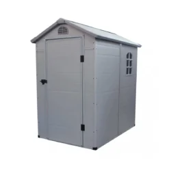 Casetta in Plastica Resina da Giardino Grigio con Finestra 134x192x204 cm
