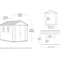 Casetta Keter Newton Plus da Giardino Box in Resina Grigio 230x350 cm