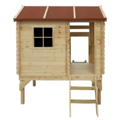 Casetta per Bambini con Veranda e Scivolo Timbela da Giardino in Legno