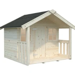Casetta per Bambini Gioco in Legno 180x112x168 cm con Pavimento