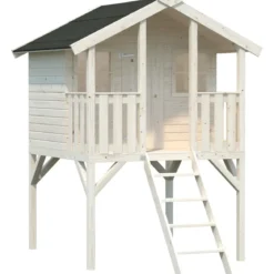 Casetta per Bambini in Legno Rialzata 180x192cm da Esterno Scalette