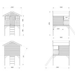 Casetta per Bambini in Legno Rialzata 180x192cm da Esterno Scalette