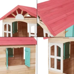 Casetta per Bambini in Legno 115x101x130 cm da Esterno Certificata FSC