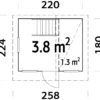 Casetta per Bambini in Legno 220x180 cm Soppalco Interno da Esterno