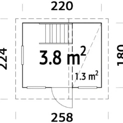 Casetta per Bambini in Legno 220x180 cm Soppalco Interno da Esterno