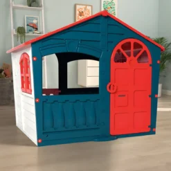 Casetta per Bambini in Plastica con Porta e Finestre Apribili Verde