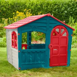 Casetta per Bambini in Plastica con Porta e Finestre Apribili Verde