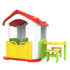 Casetta per Bambini Plastica 187x108x119 cm con Tavolo e Sedie Esterno
