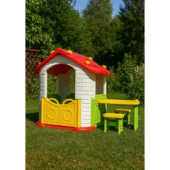 Casetta per Bambini Plastica 187x108x119 cm con Tavolo e Sedie Esterno