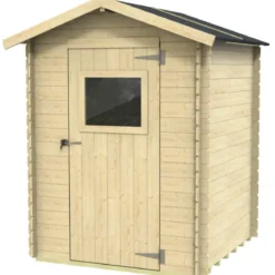 Casetta per Giardino Legno Naturale Block House 146x146 cm Tetto OSB3