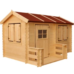 Casetta Timbela per Bambini in Legno Grande con Finestre da Giardino