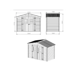 Casetta 3x1.85 in Legno 20 mm Block House da Giardino Porta Attrezzi Rimessa
