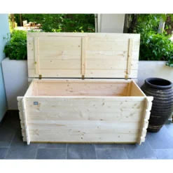 Cassapanca Baule in Legno 130 cm Contenitore Multiuso con Coperchio
