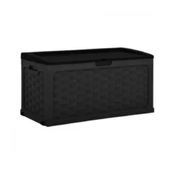 Cassapanca Baule in Plastica Rattan Antracite 116 x 56 x 58 cm