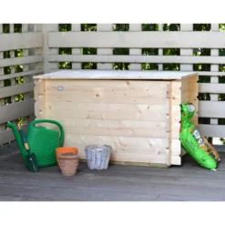 Cassapanca Contenitore Baule in Legno 100 cm Multiuso con Coperchio