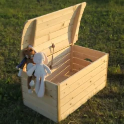 Cassapanca in Legno 15 mm Baule Contenitore Portagiochi FSC 76x43x47cm