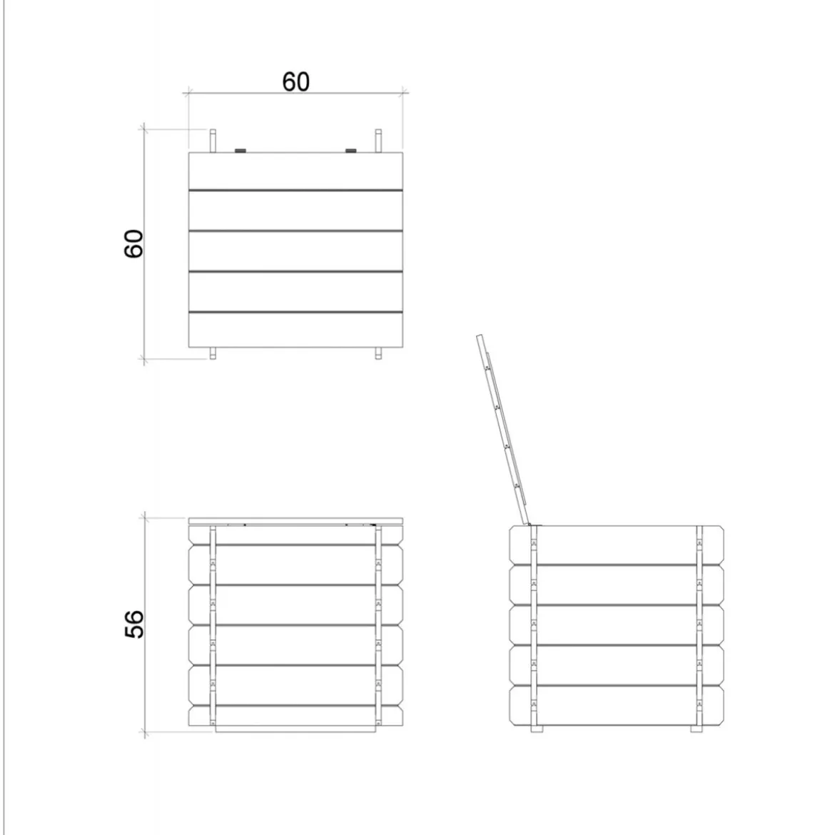 Cassapanca in Legno 60x60 Contenitore Baule Multiuso con Coperchio