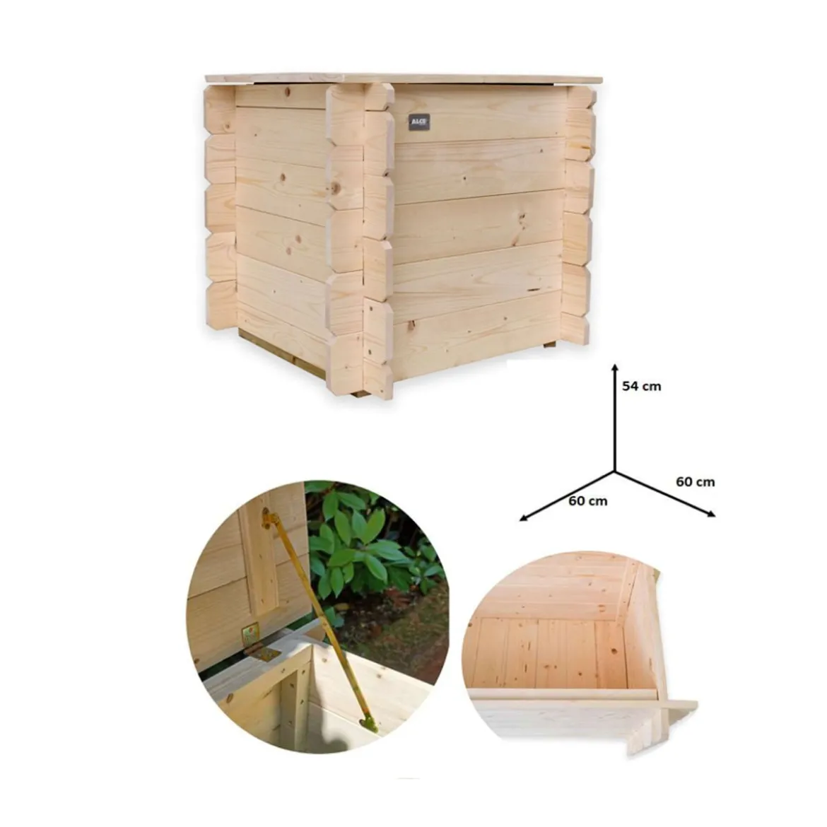 Cassapanca in Legno 60x60 Contenitore Baule Multiuso con Coperchio