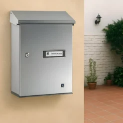Cassetta Postale Acciaio Inox Tetto Apribile per Riviste Esterno