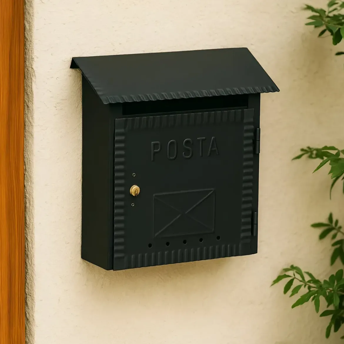 Cassetta Postale Ferro Battuto 23x8x27 cm Nero da Parete per Esterni
