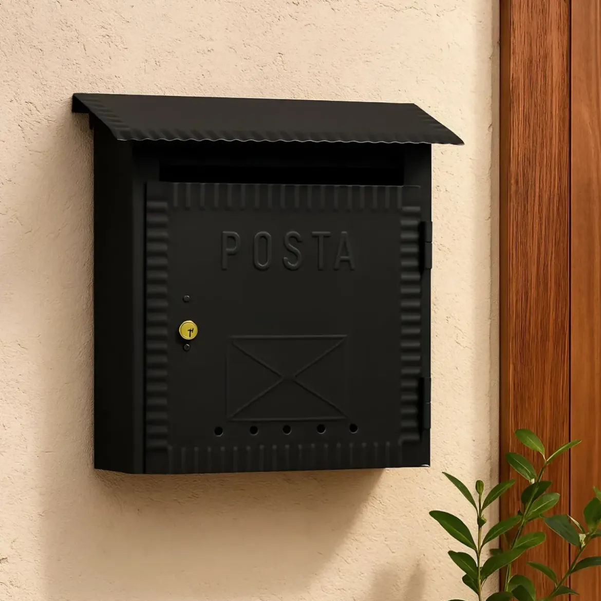 Cassetta Postale Ferro Battuto 23x8x27 cm Nero da Parete per Esterni